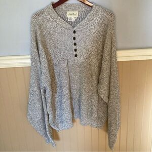 Eddie Bauer Vintage Knit Sweater Grandpa Chunky Henley Speckled Men’s Large